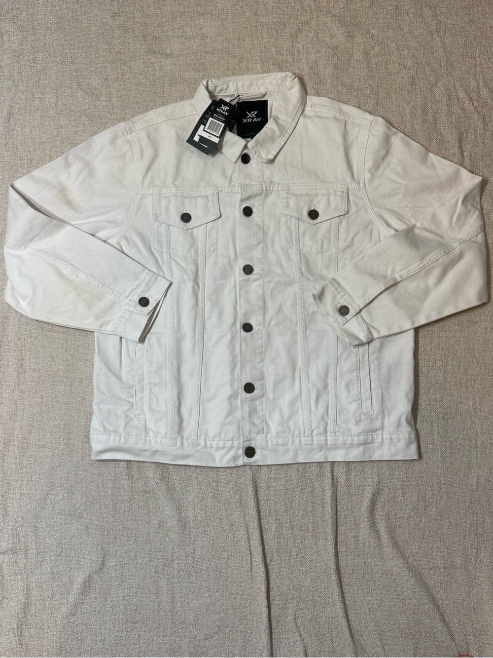 X-Ray Jeans White Denim Trucker Jacket 2XL NWT Y2K Streetwear Minimalist